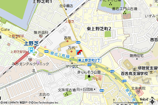 上野芝店付近の地図